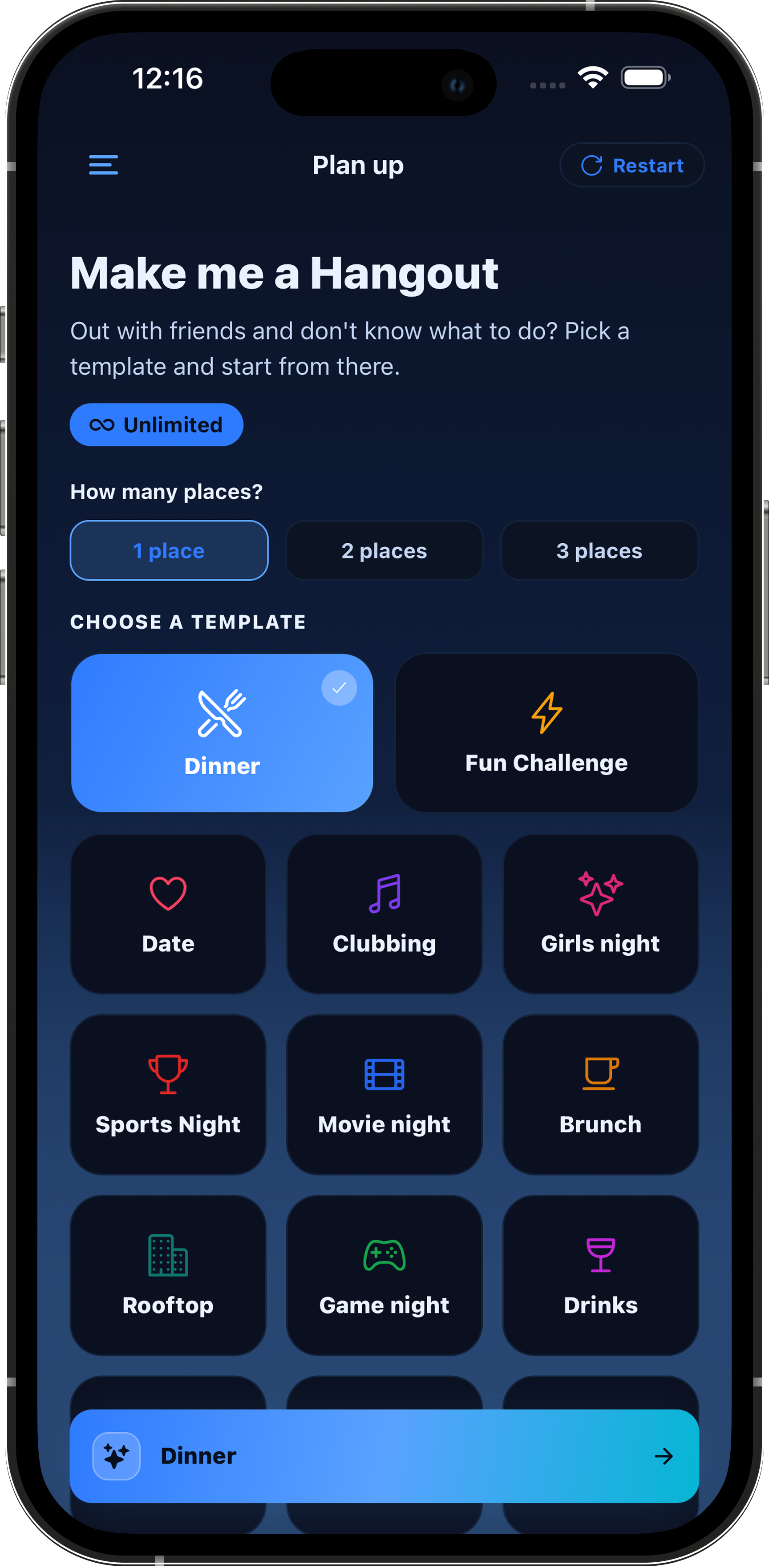 Don't Miss Out app screen 1